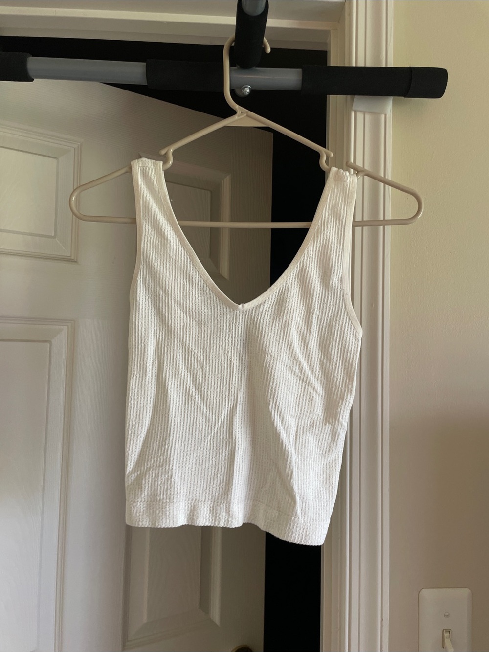 White Ribbed V-Neck Tank Top - Women's